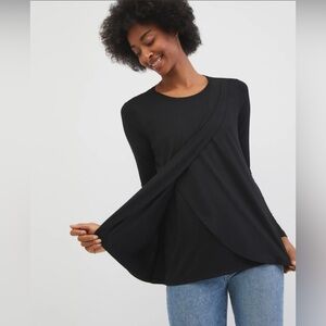 Motherhood maternity long sleeve nursing tee black small
